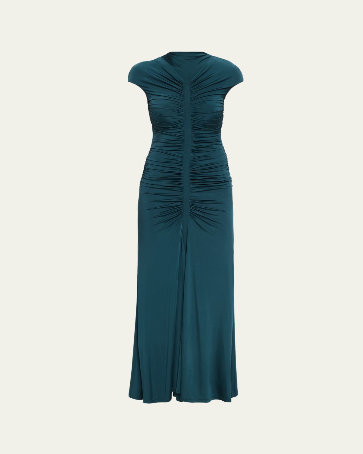 Giorgio Armani Embellished Ruched Cap-Sleeve Maxi Dress