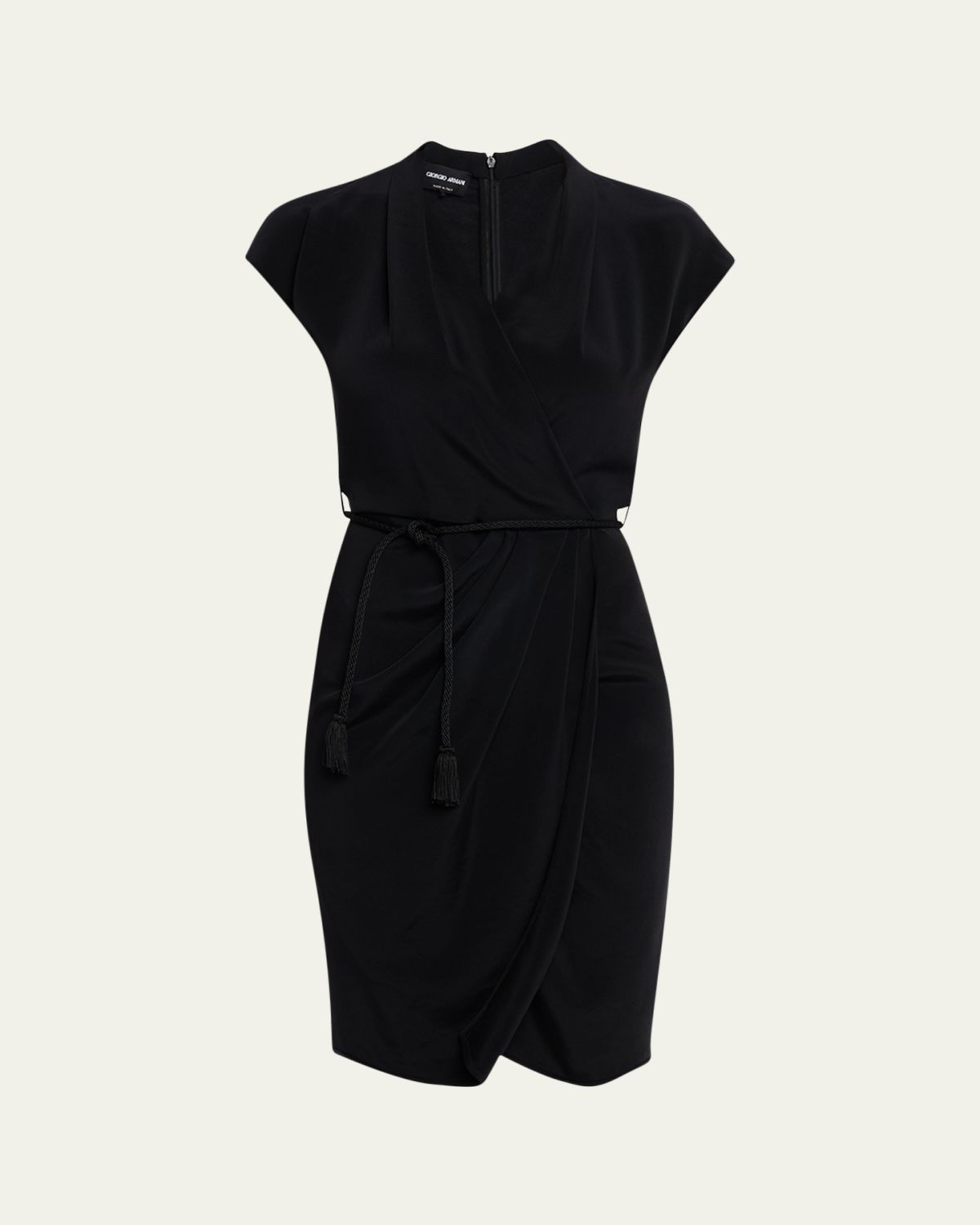 Giorgio Armani Belted Cap-Sleeve Jersey Wrap Dress