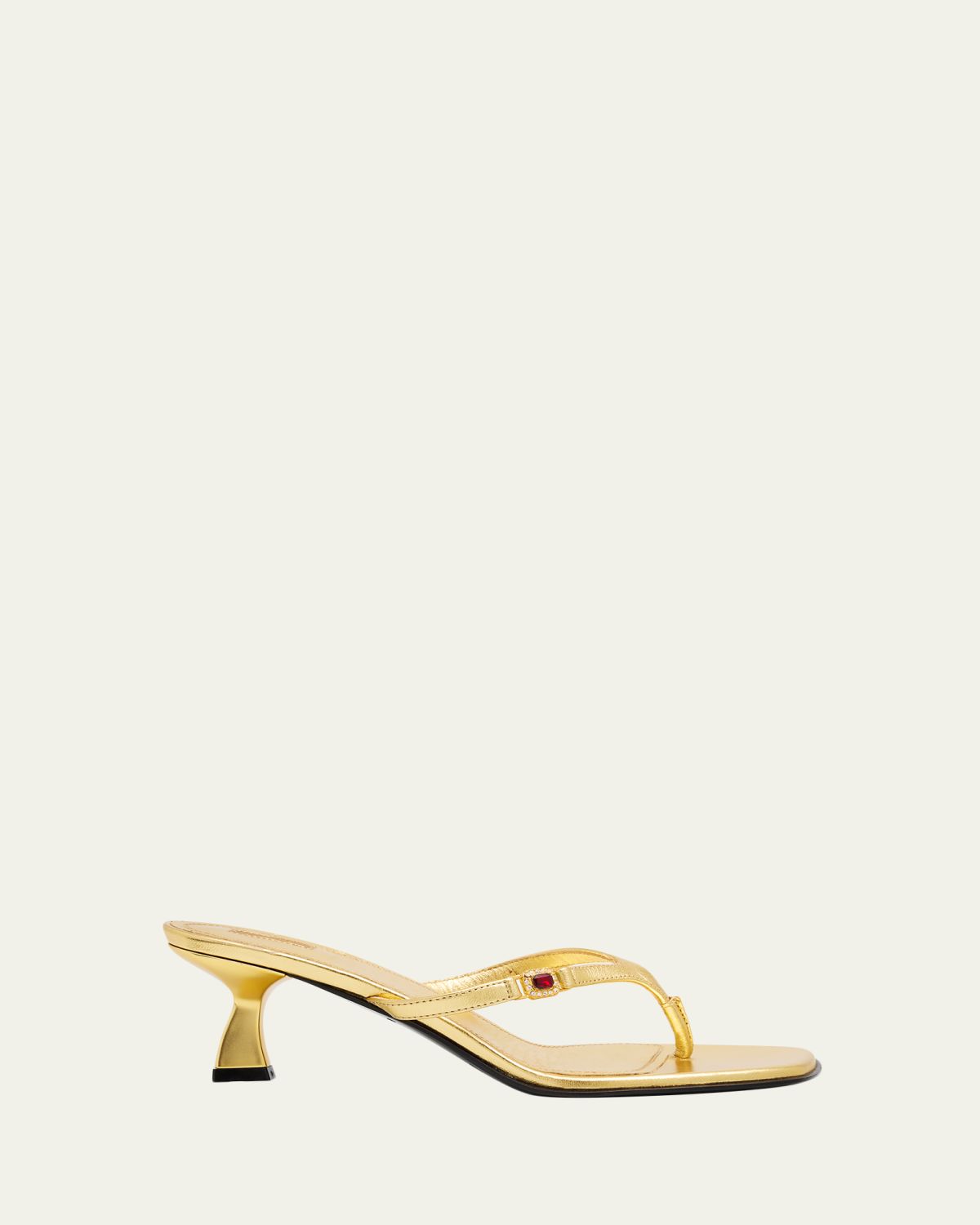Nodaleto Metallic Leather Kitten-Heel Thong Sandals