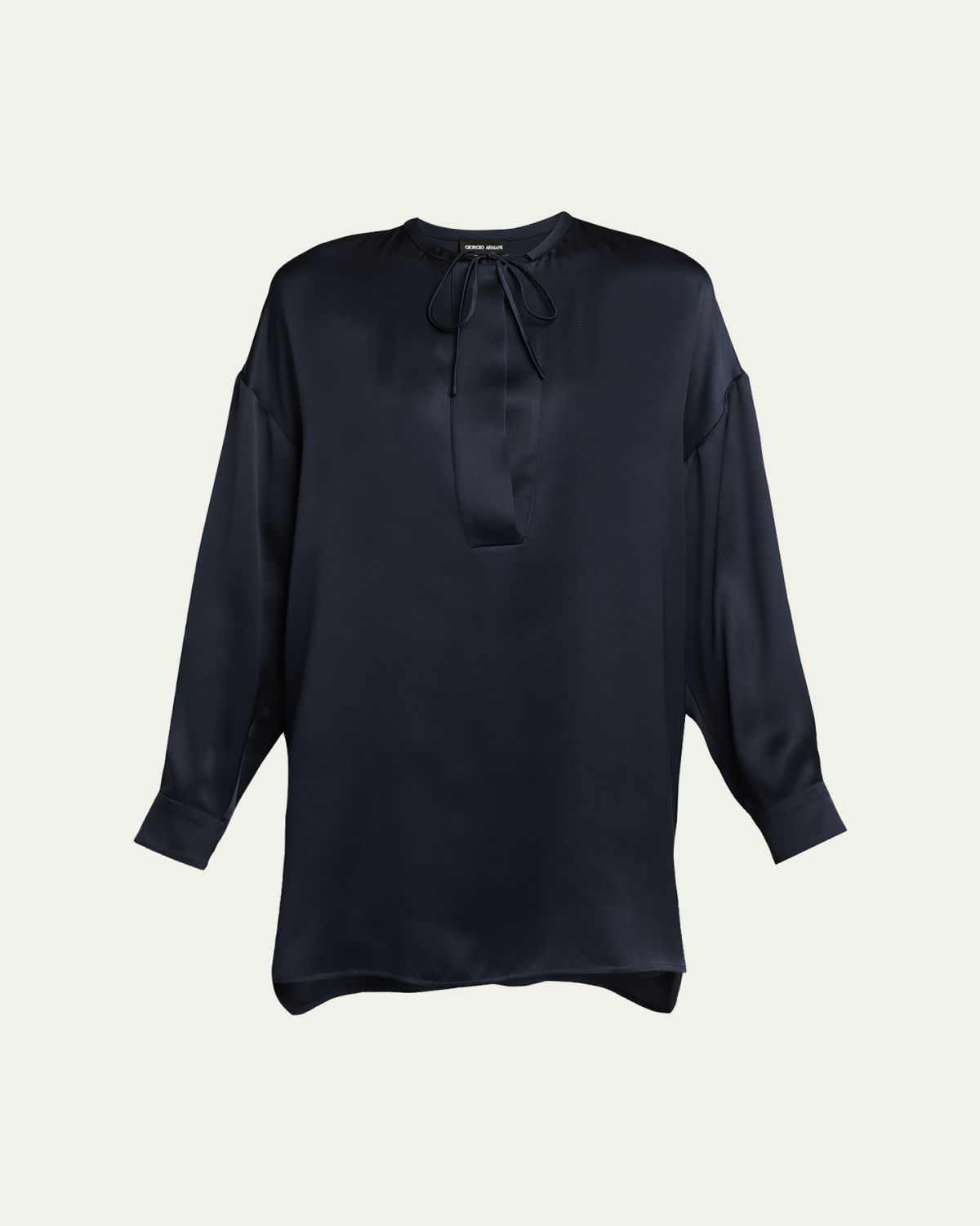 Giorgio Armani Long-Sleeve Silk Tunic Shirt