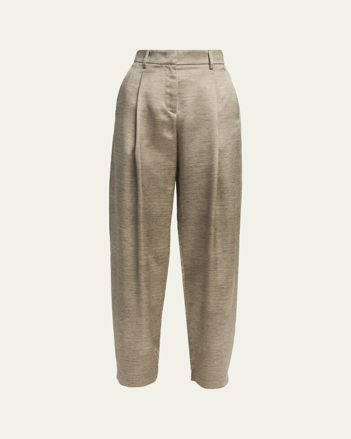 Giorgio Armani Pleated Silk Straight-Leg Trousers