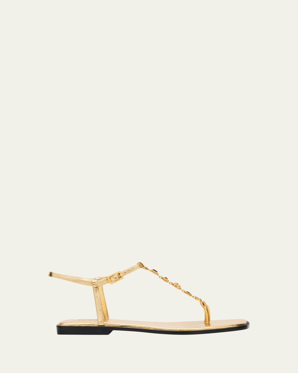Nodaleto Embellished Metallic Leather Flat Sandals