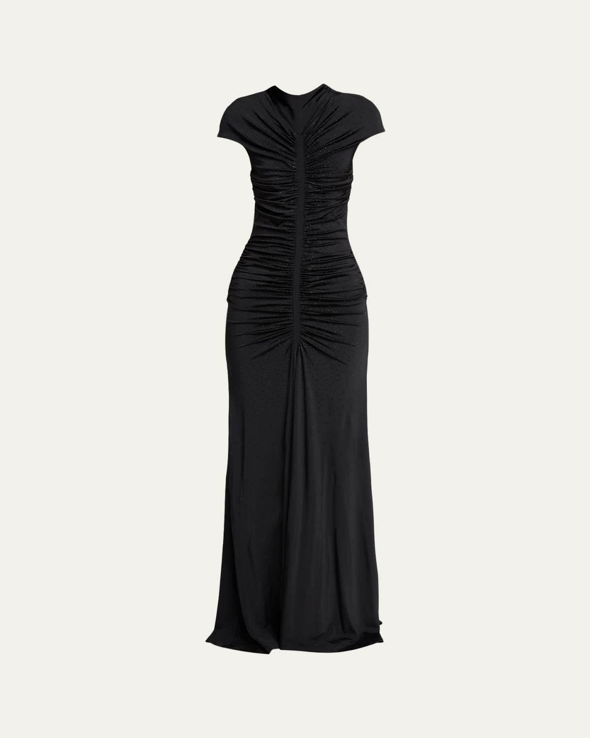 Giorgio Armani Ruched Cap-Sleeve Rhinestone Gown