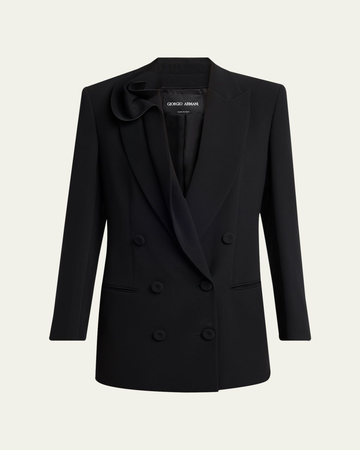 Giorgio Armani Rosette Lapel Double-Breasted Blazer Jacket
