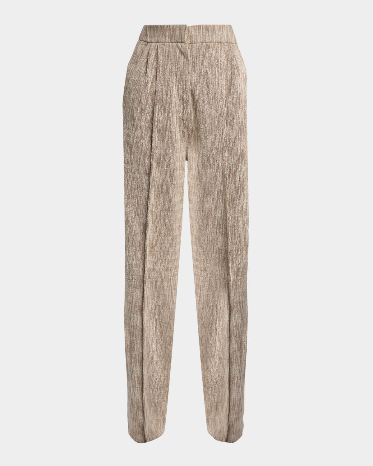 Giorgio Armani Pleated Cotton Jacquard Tapered-Leg Trousers