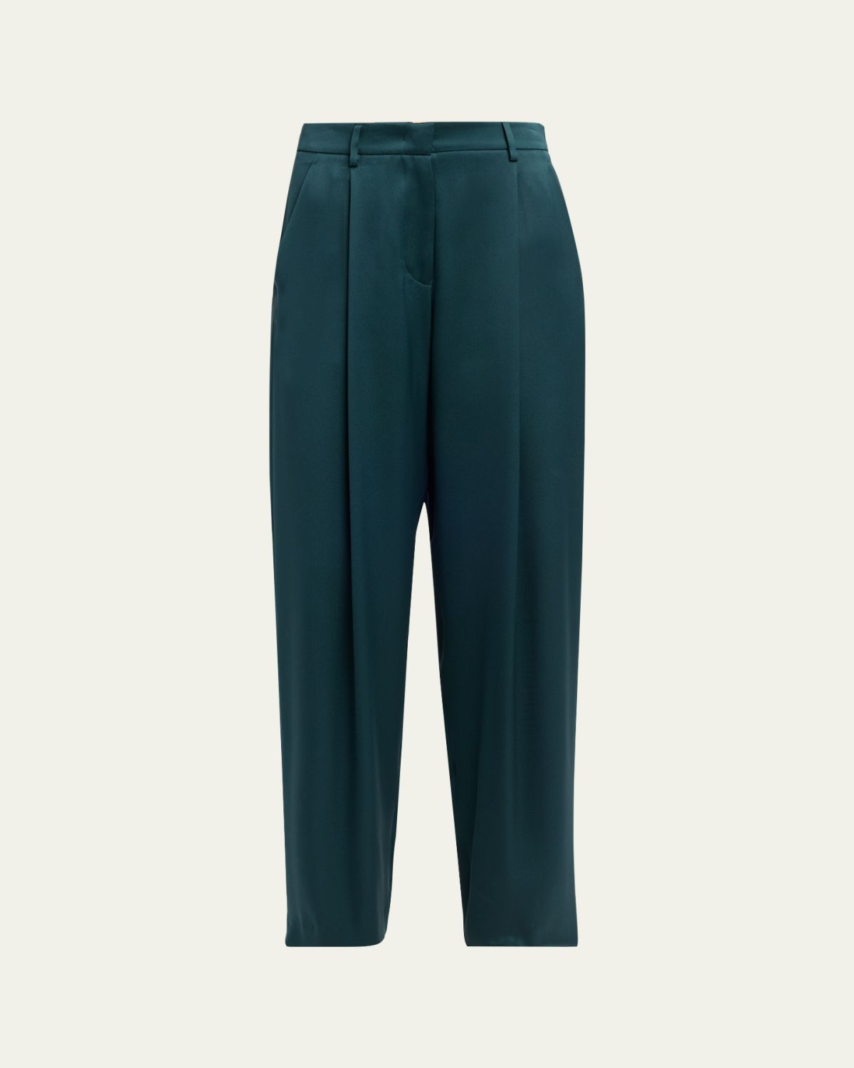 Giorgio Armani Pleated Silk Straight-Leg Trousers