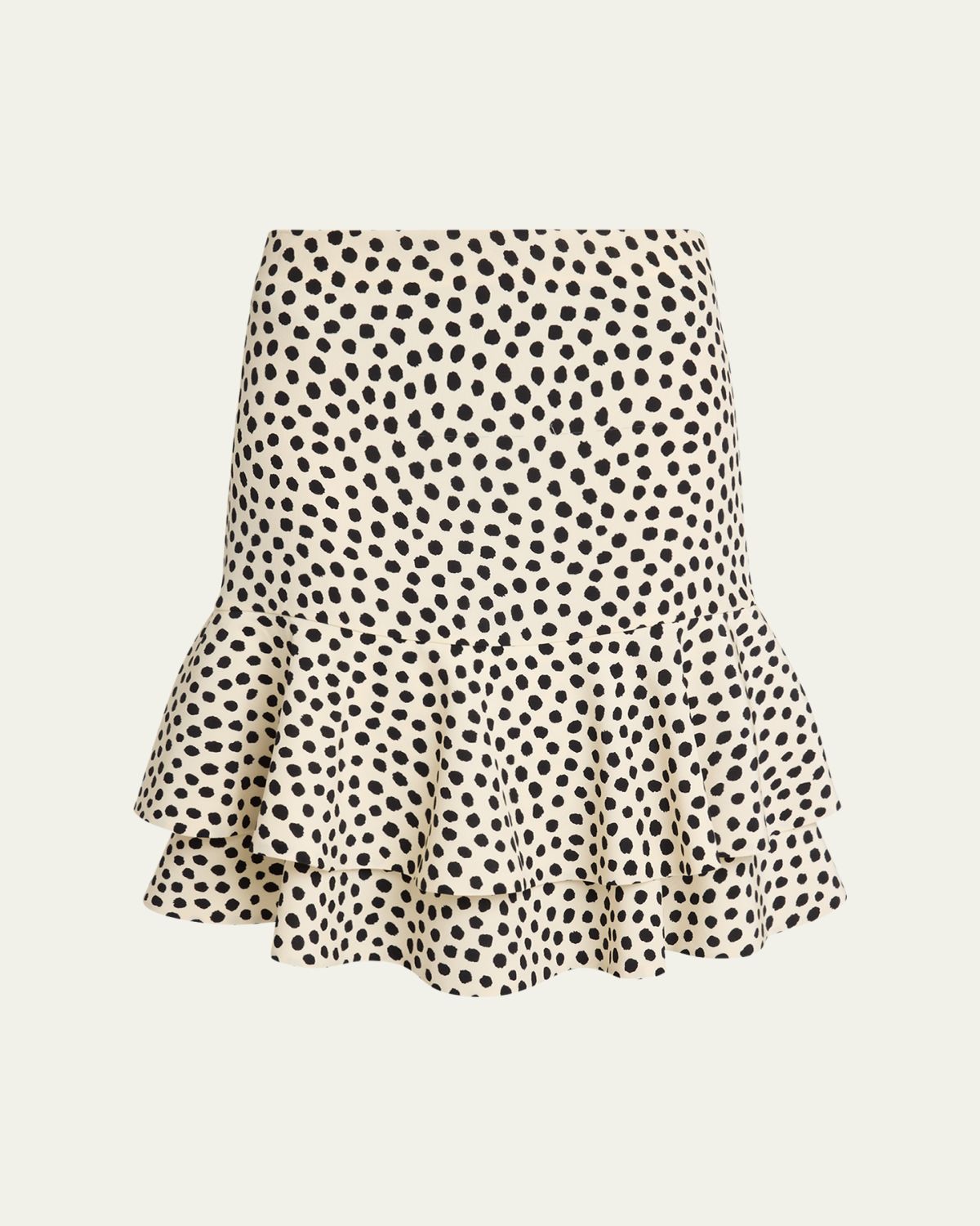Chloe Dots-Print Silk Crepe De Chine Ruffle Skirt