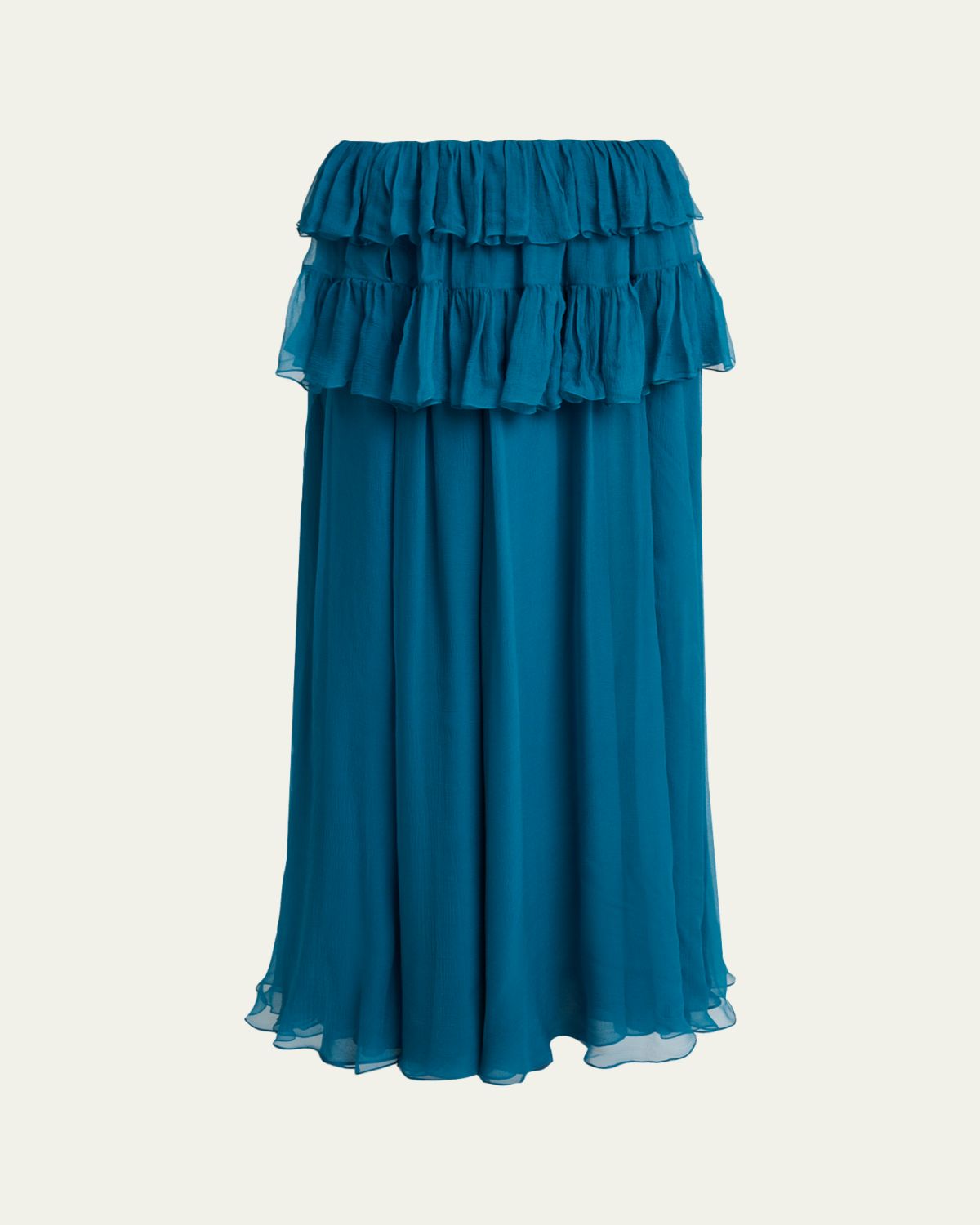 Chloe Tiered Ruffle Organic Silk Mousseline Maxi Skirt