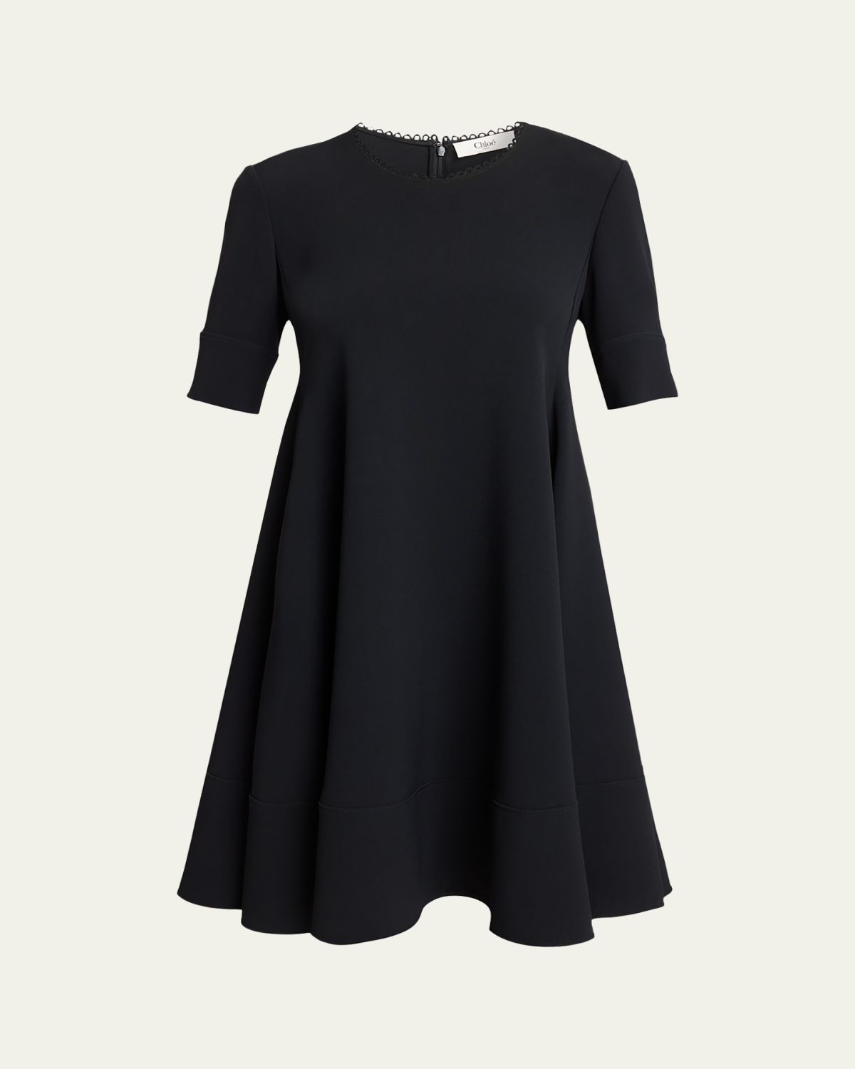 Chloe Crepe De Chine Short-Sleeve A-Line Dress