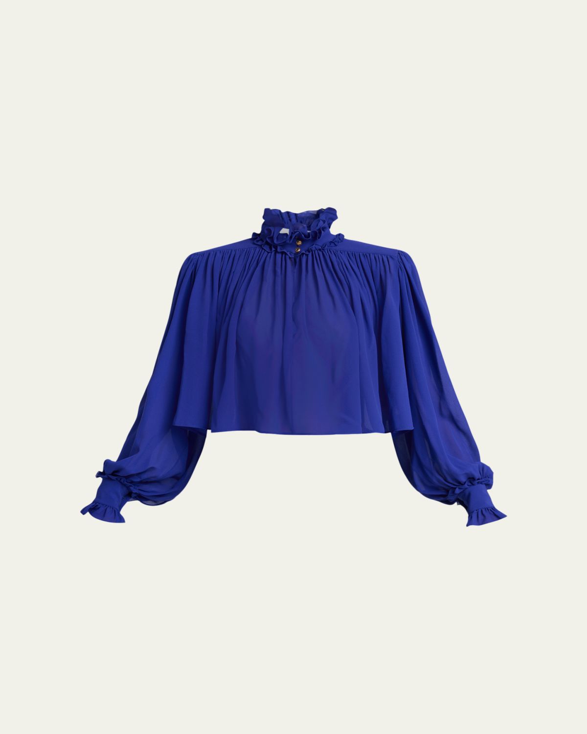 Chloe Ruffle Collar Organic Silk Georgette Crop Blouse