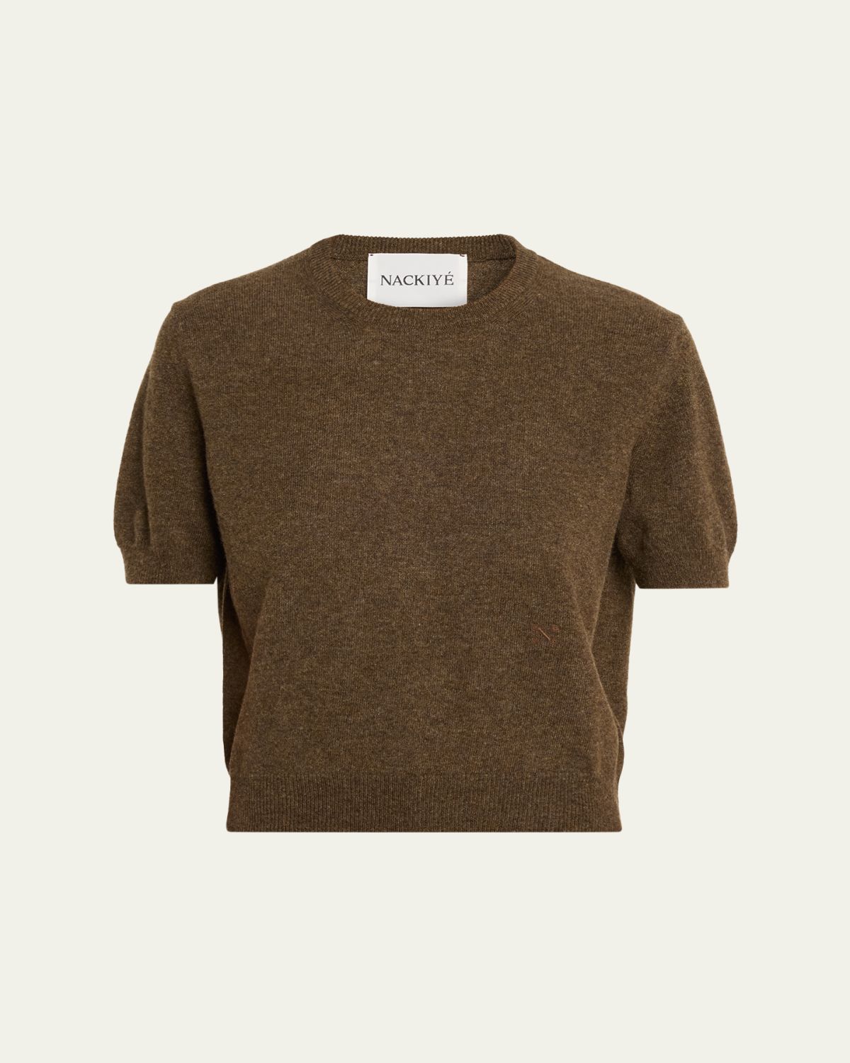 NACKIYE Pearl Cashmere Short-Sleeve Sweater