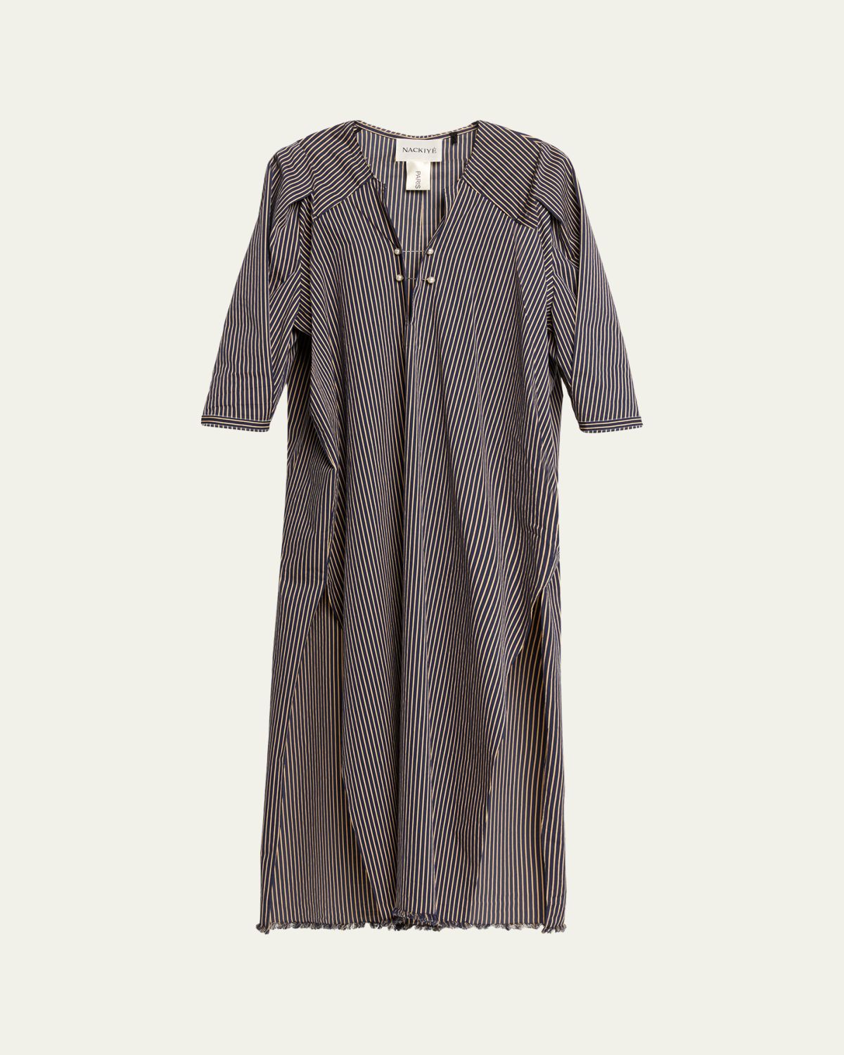 NACKIYE Offshore Striped Long-Sleeve Maxi Caftan Dress