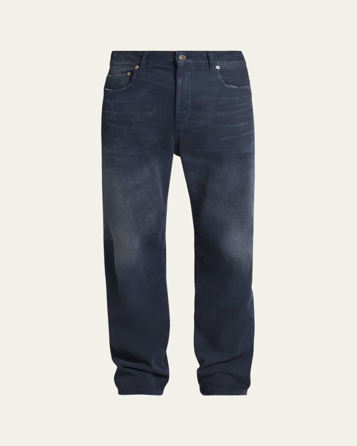 Balenciaga Men's Raw-Edge Denim Straight Leg Jeans