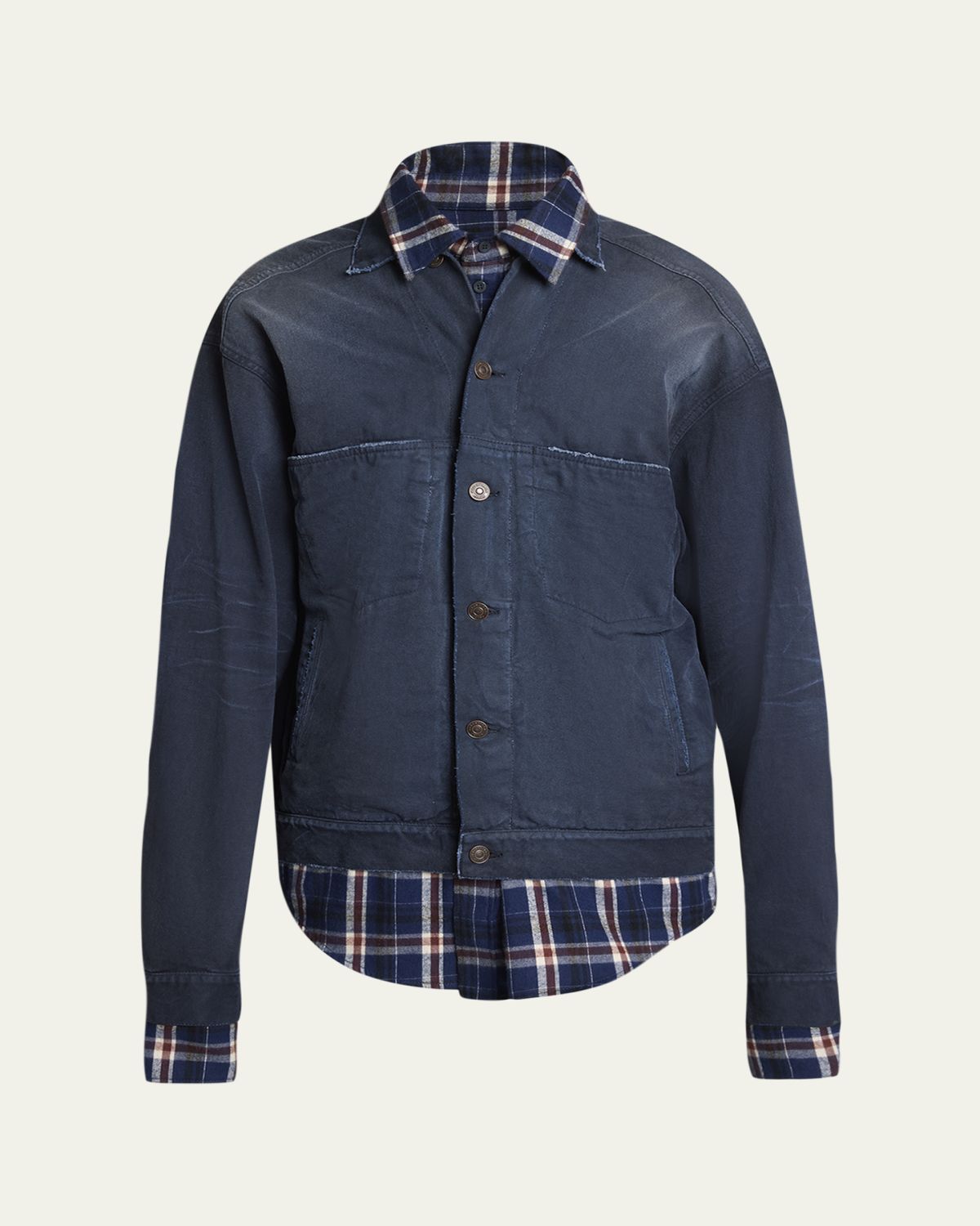 Balenciaga Men's Patched Denim Mixed-Media Shirt Jacket | Thumbnail 6