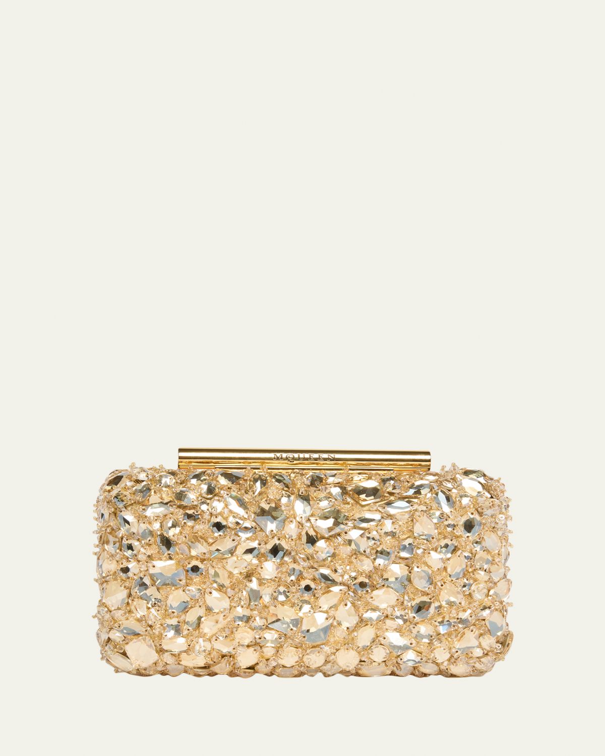 McQueen Bead & Crystal T-Bar Clutch Bag