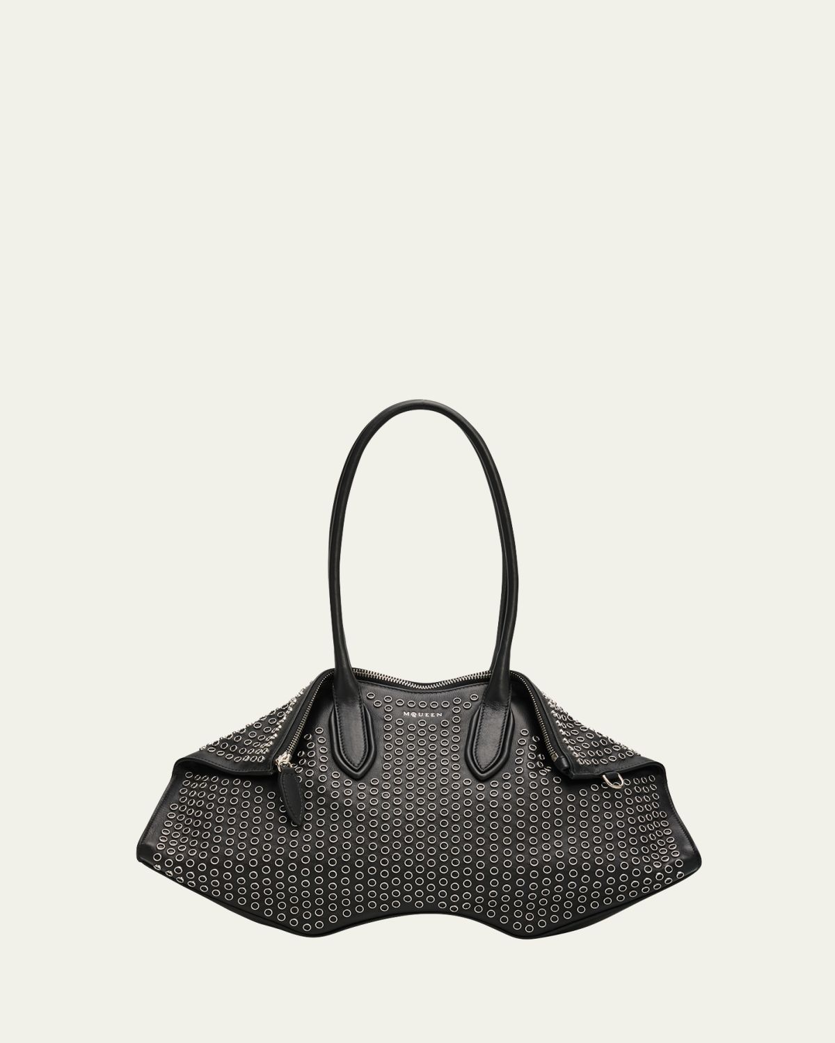 McQueen Manta Studded Sculptural Nappa Leather Shoulder Bag
