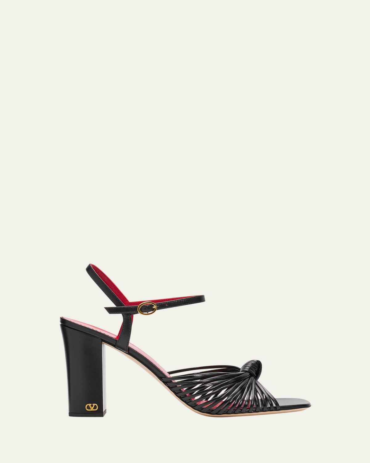 Valentino Garavani 90mm VLogo Anne Leather Block-Heel Sandals