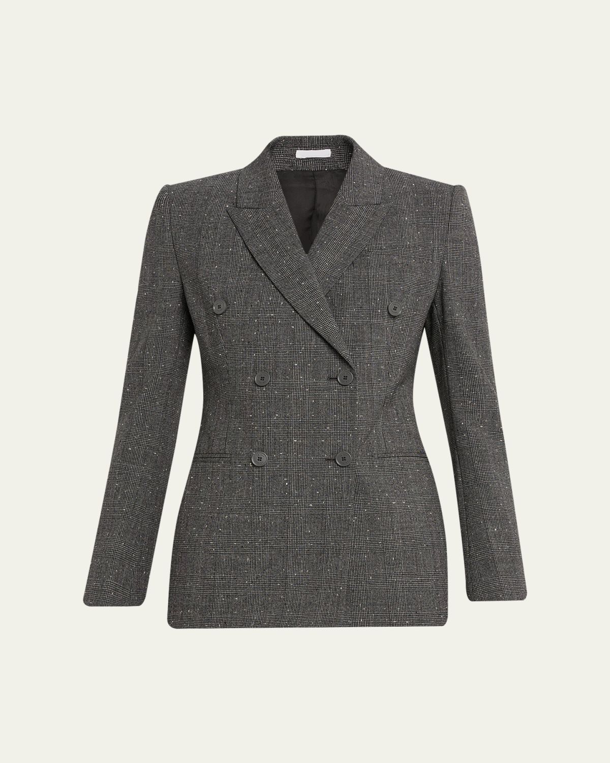 McQueen Double-Breasted Check Wool Tailored Jacket