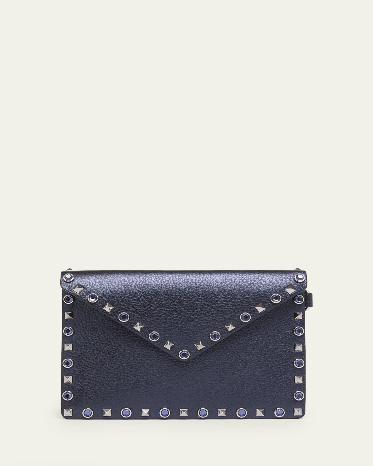 Valentino Garavani Medium Rockstud & Rhinestone Flat Pouch Bag