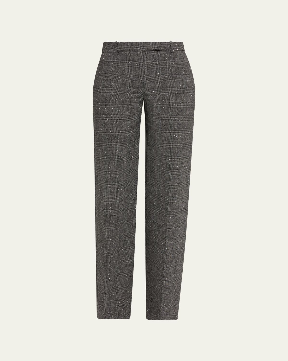 McQueen Prince of Wales Wool Straight-Leg Trousers