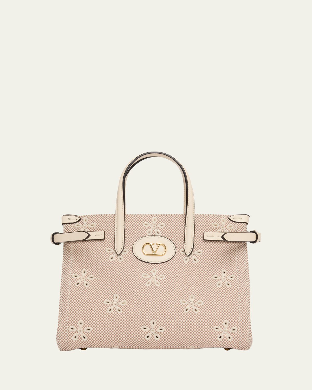 Valentino Garavani Small Eyelet-Embroidered Canvas Tote Bag