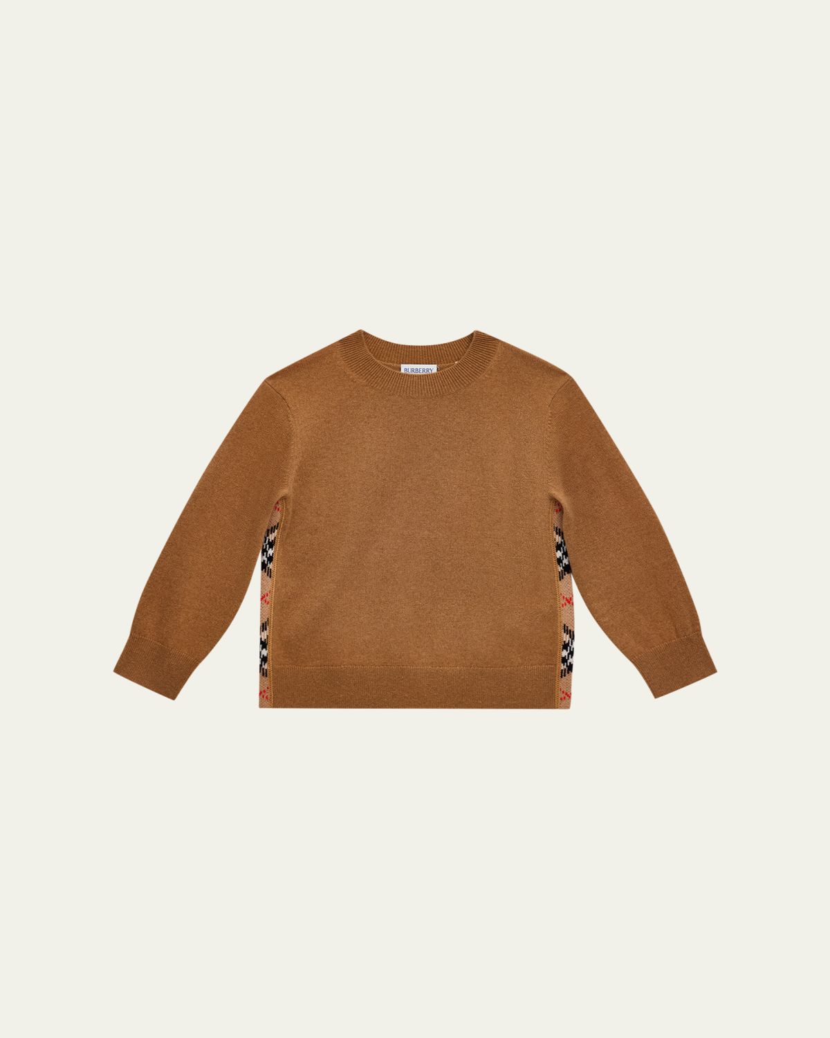 Burberry Boy's Bryce Check Patch Wool Cashmere Sweater, Size -12