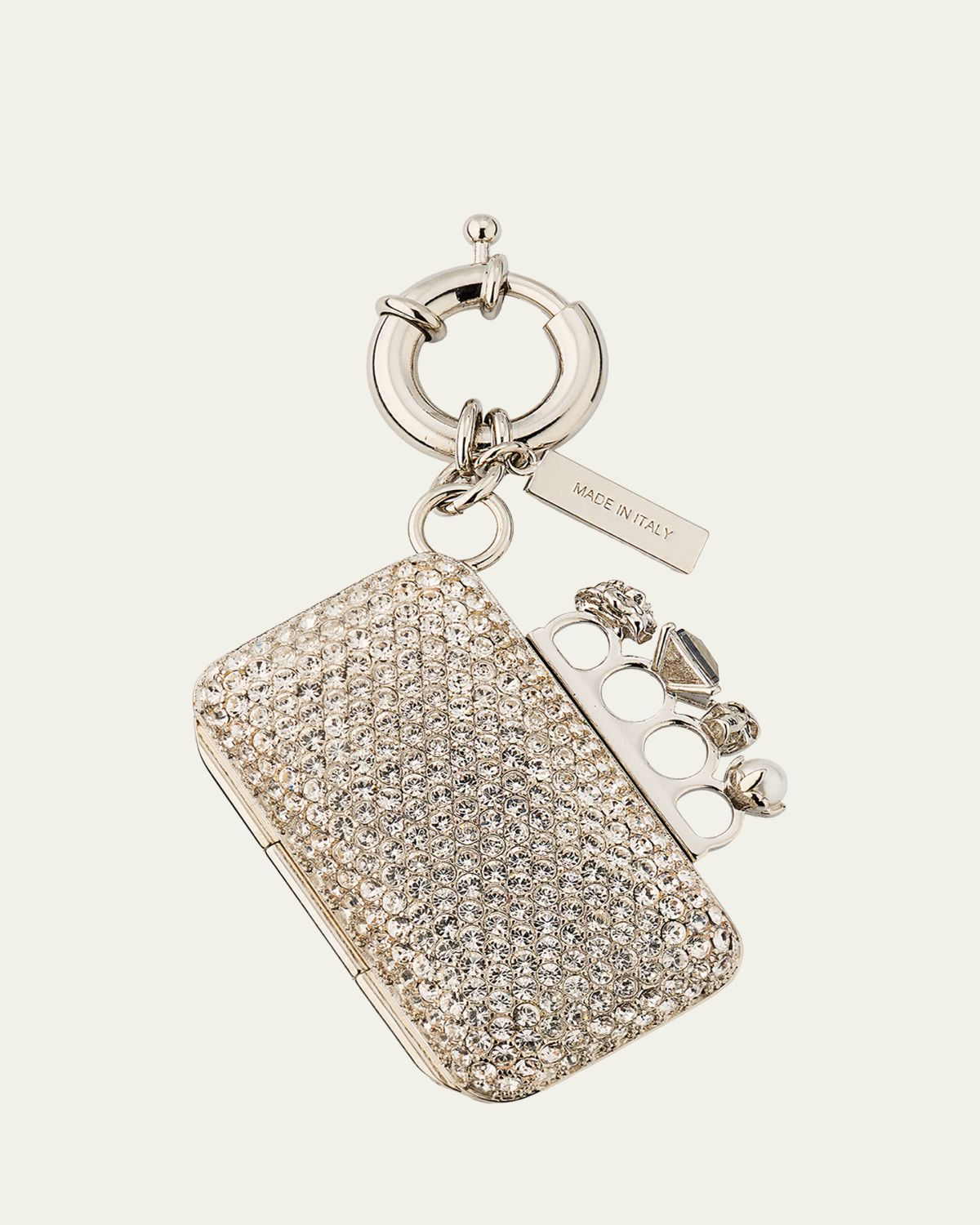 McQueen Crystal-Encrusted Knuckle Clutch Bag Charm