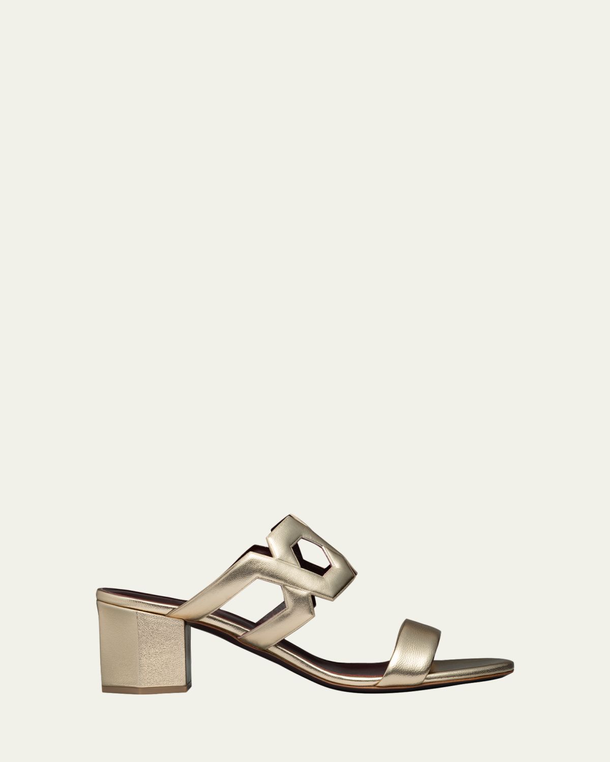 Bougeotte 55mm Metallic Link Block-Heel Sandals