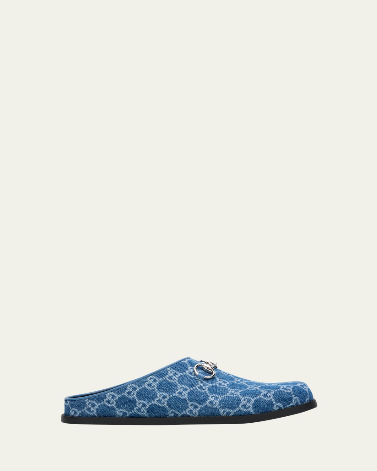 Gucci GG Denim Mules with Horsebit