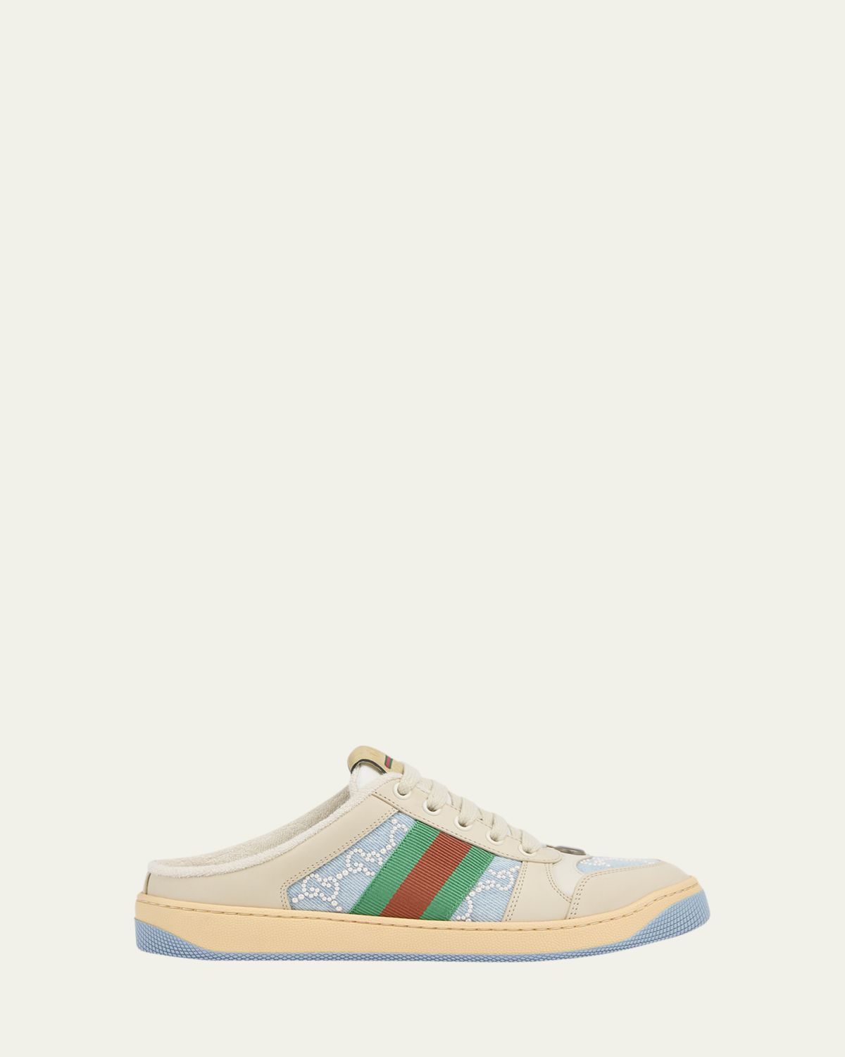 Gucci GG Pearly Denim and Leather Screener Mules