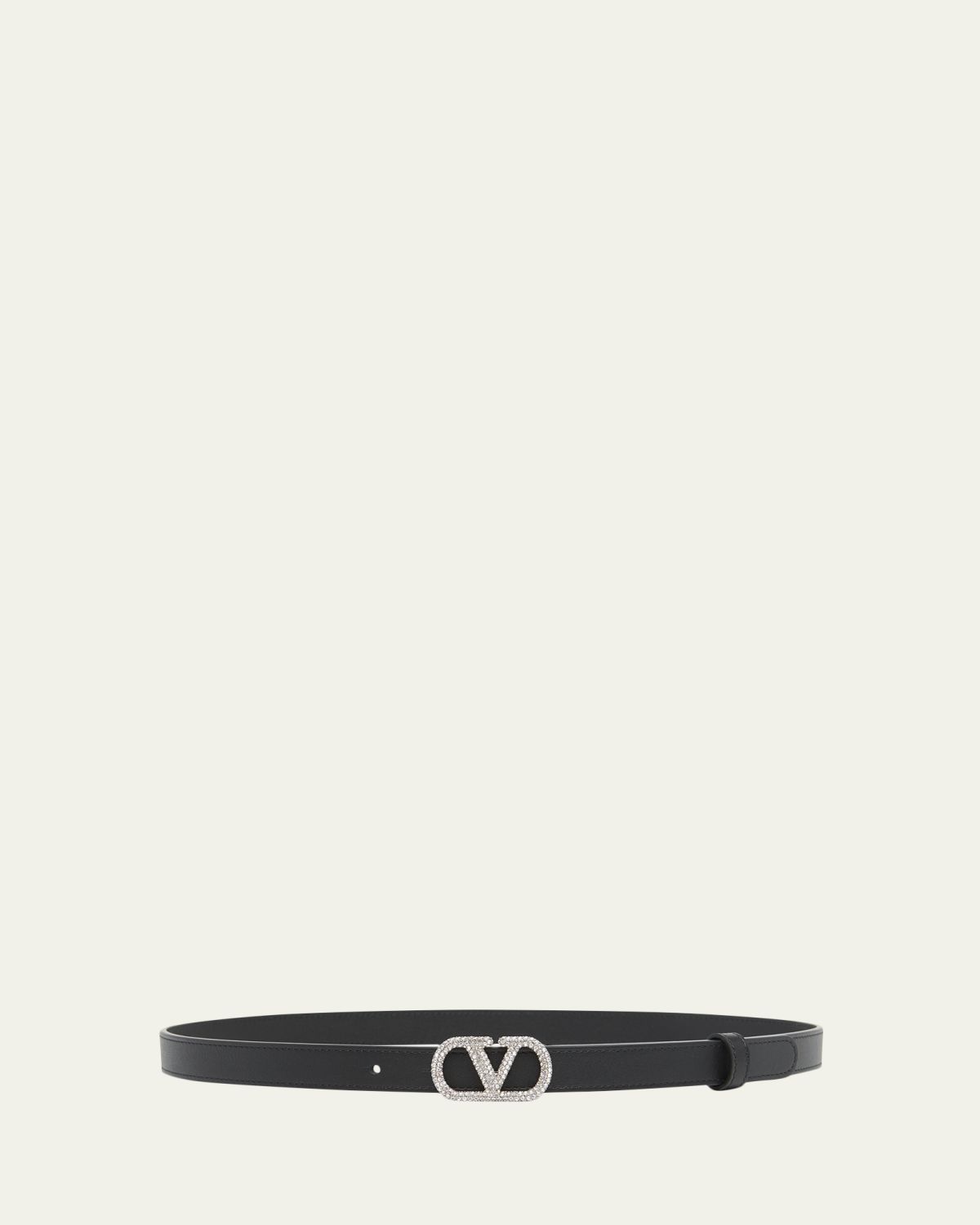 Valentino Garavani Crystal VLogo Leather Belt, 20mm