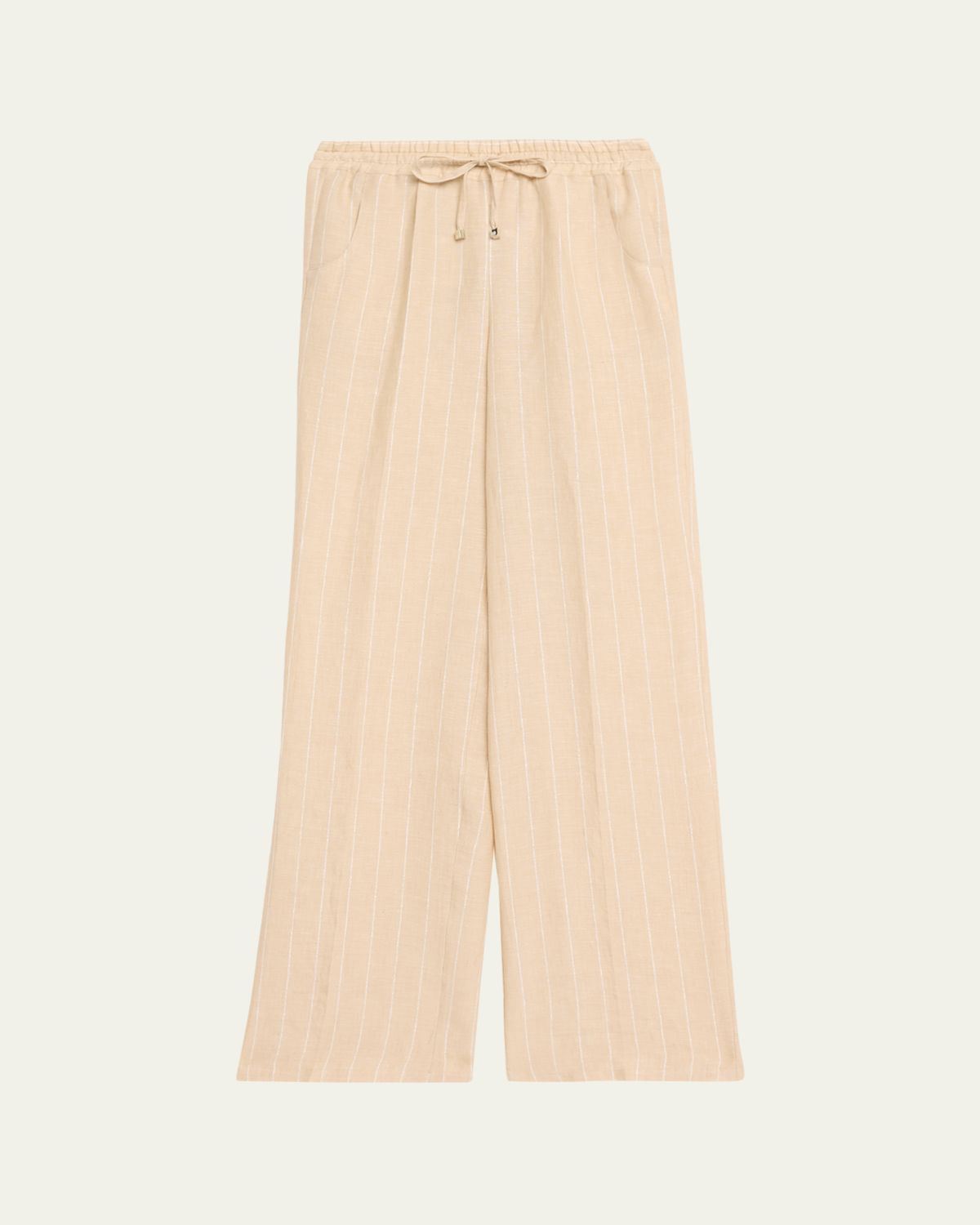 Kiton Striped Linen Straight-Leg Pull-On Pants