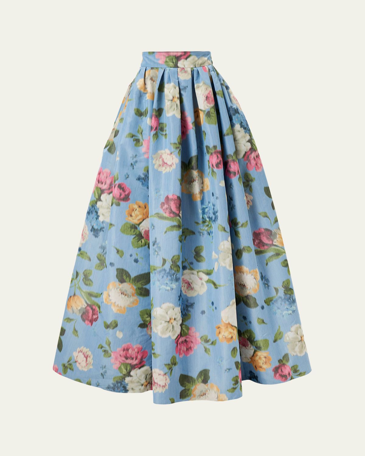 Carolina Herrera Floral Pleated Faille Ball Skirt