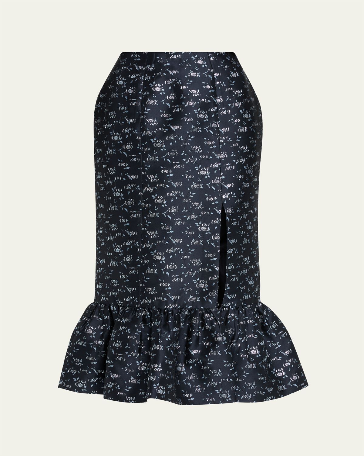 Markarian Farinata Floral Twill Ruffle Midi Skirt