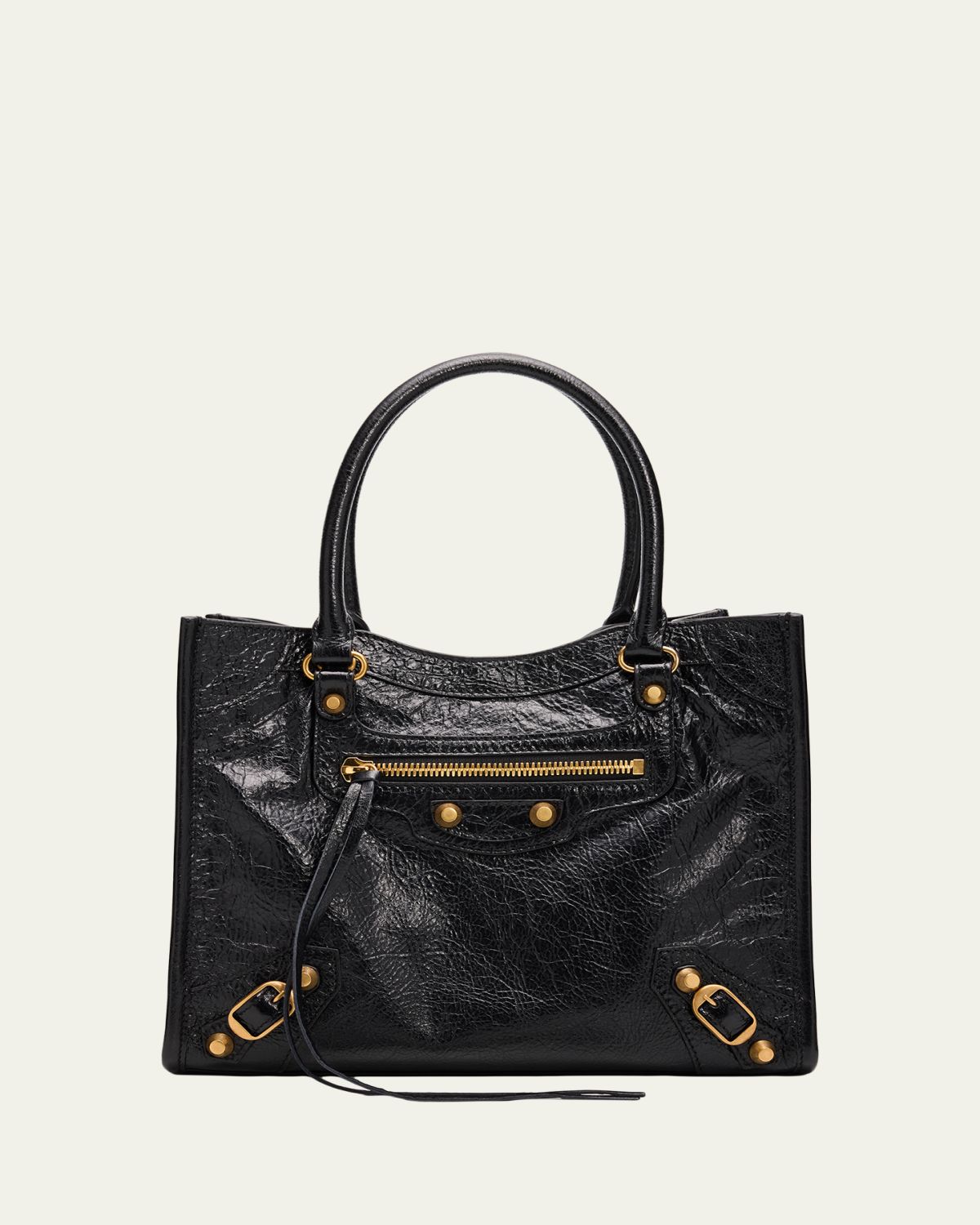 Balenciaga Arena Crinkled Leather Top-Handle Bag