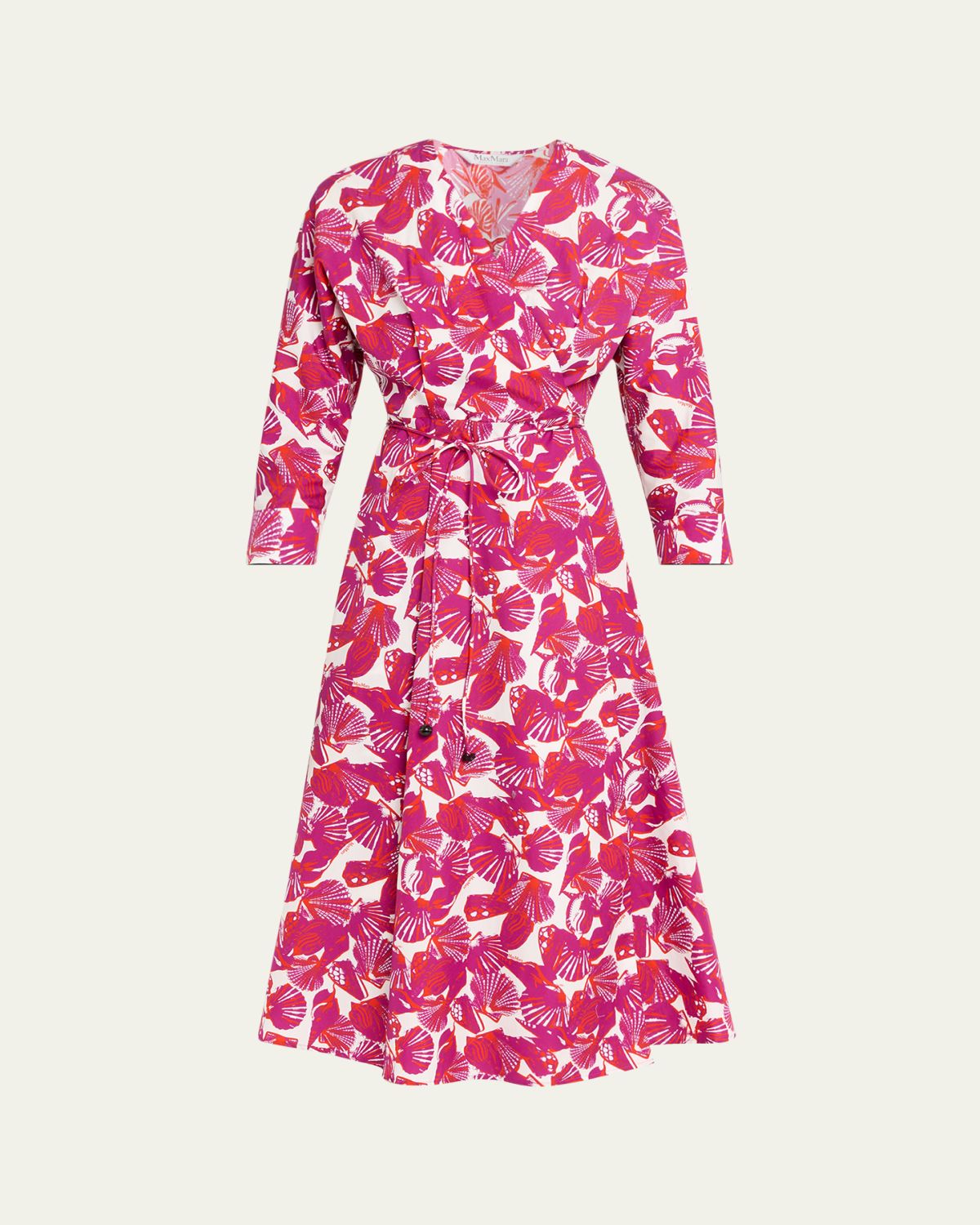 Max Mara Seashell-Print Faux Wrap Midi Dress | Thumbnail 8 Max Mara Seashell-Print Faux Wrap Midi Dress | Thumbnail 8
