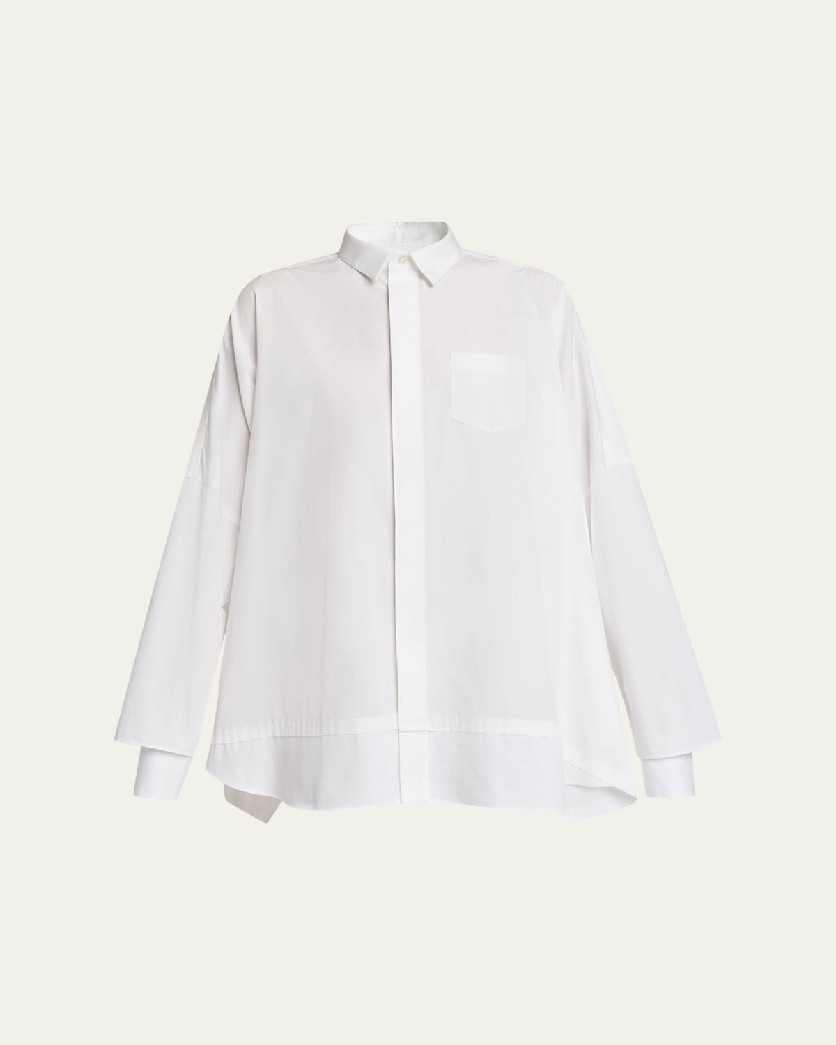 SACAI Striped Poplin Oversized Button-Down Shirt
