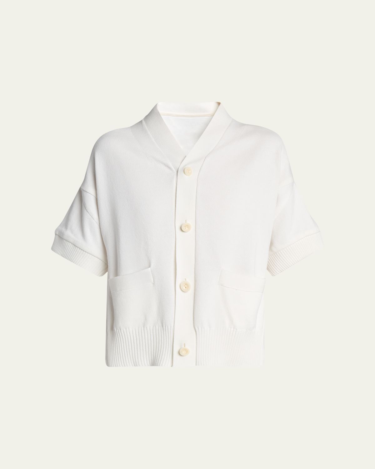 SACAI Mixed-Media V-Neck Cardigan