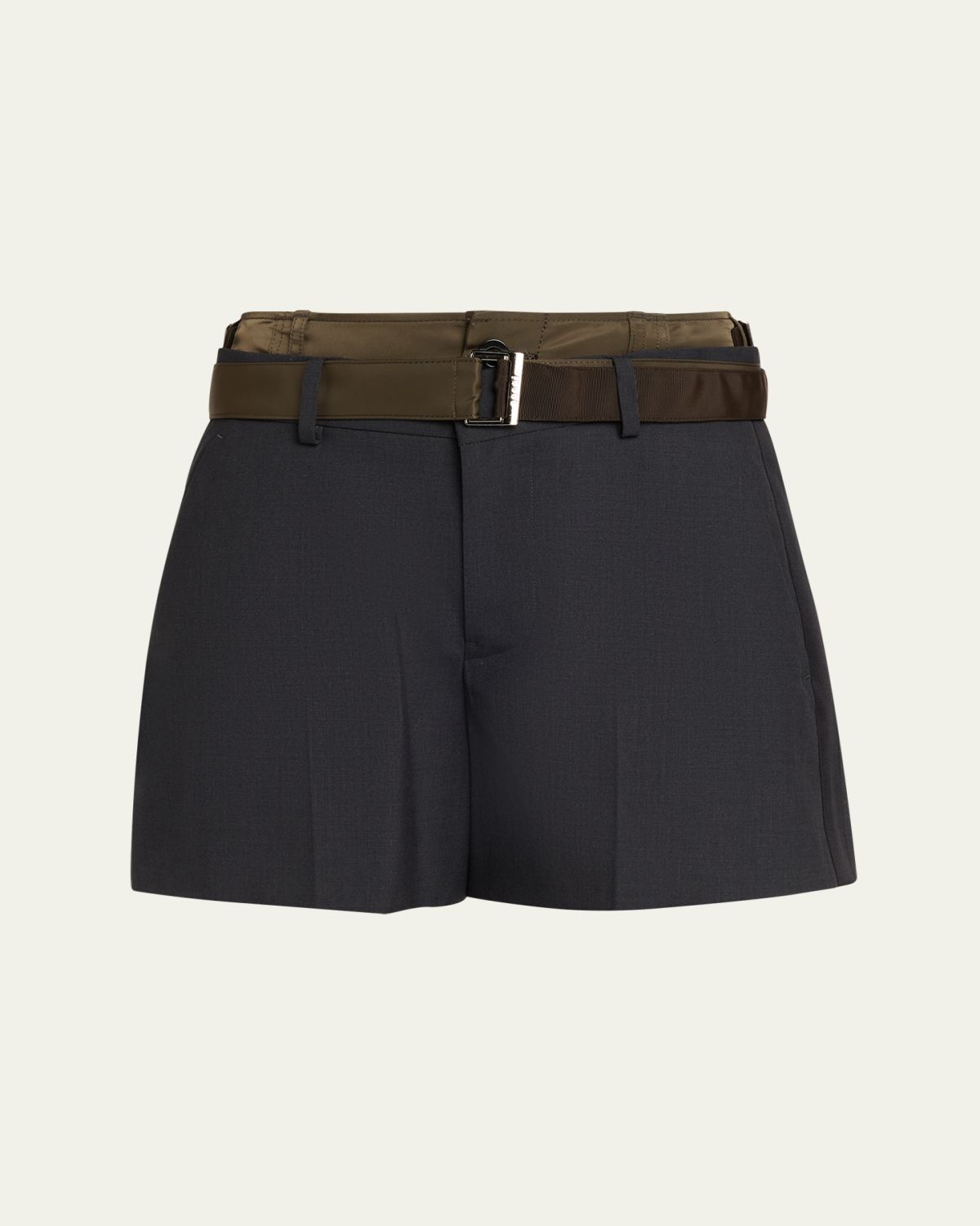 SACAI Nylon Twill Double-Waistband Suiting Shorts