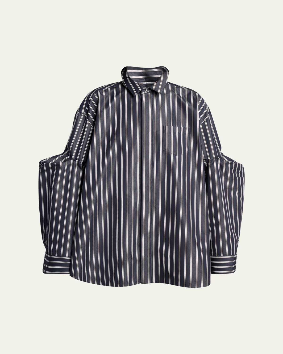 SACAI Striped Poplin Oversized Button-Down Shirt