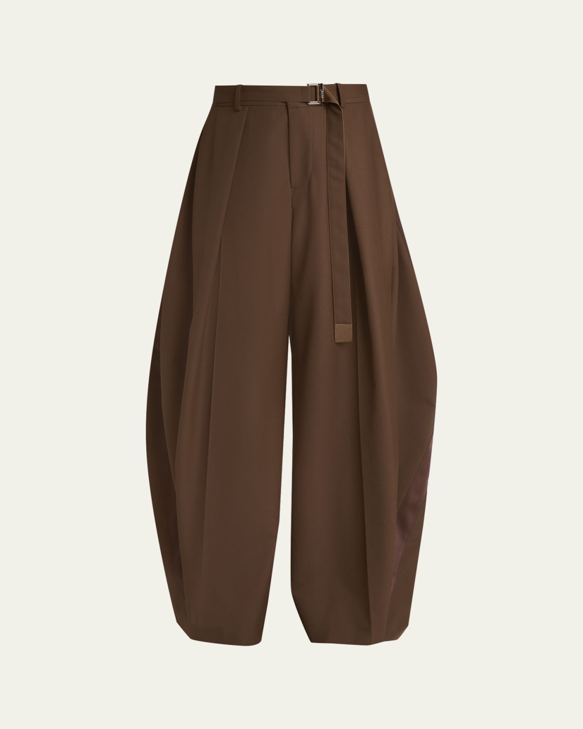 SACAI Pleated Barrel-Leg Suiting Pants With Belt