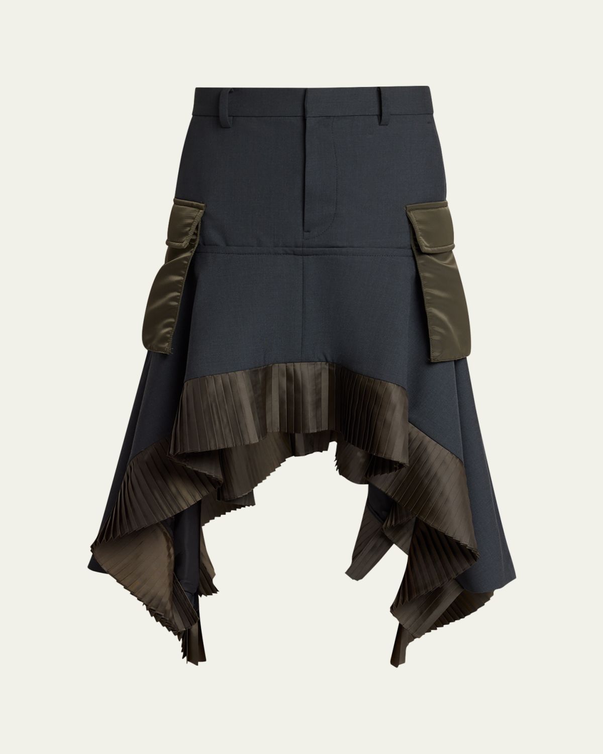 SACAI Mixed-Media Handkerchief Midi Cargo Skirt