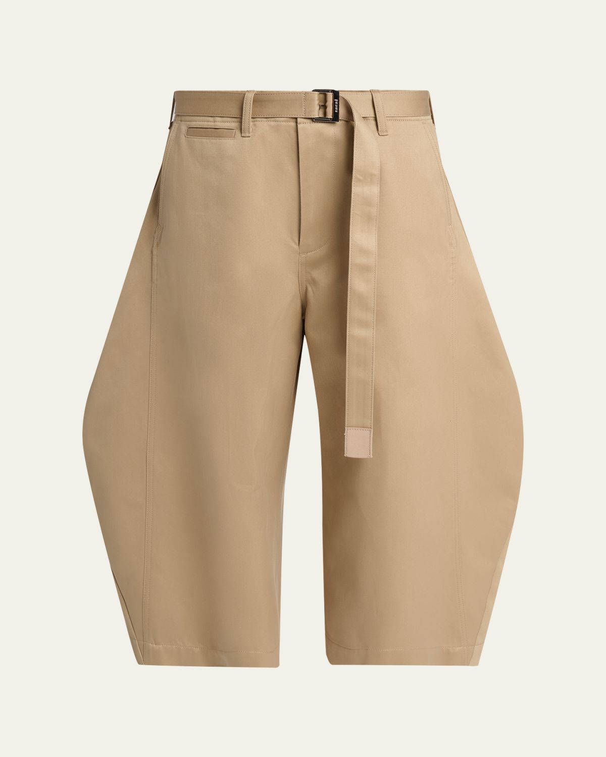 SACAI Belted Cotton Chino Barrel-Leg Crop Pants
