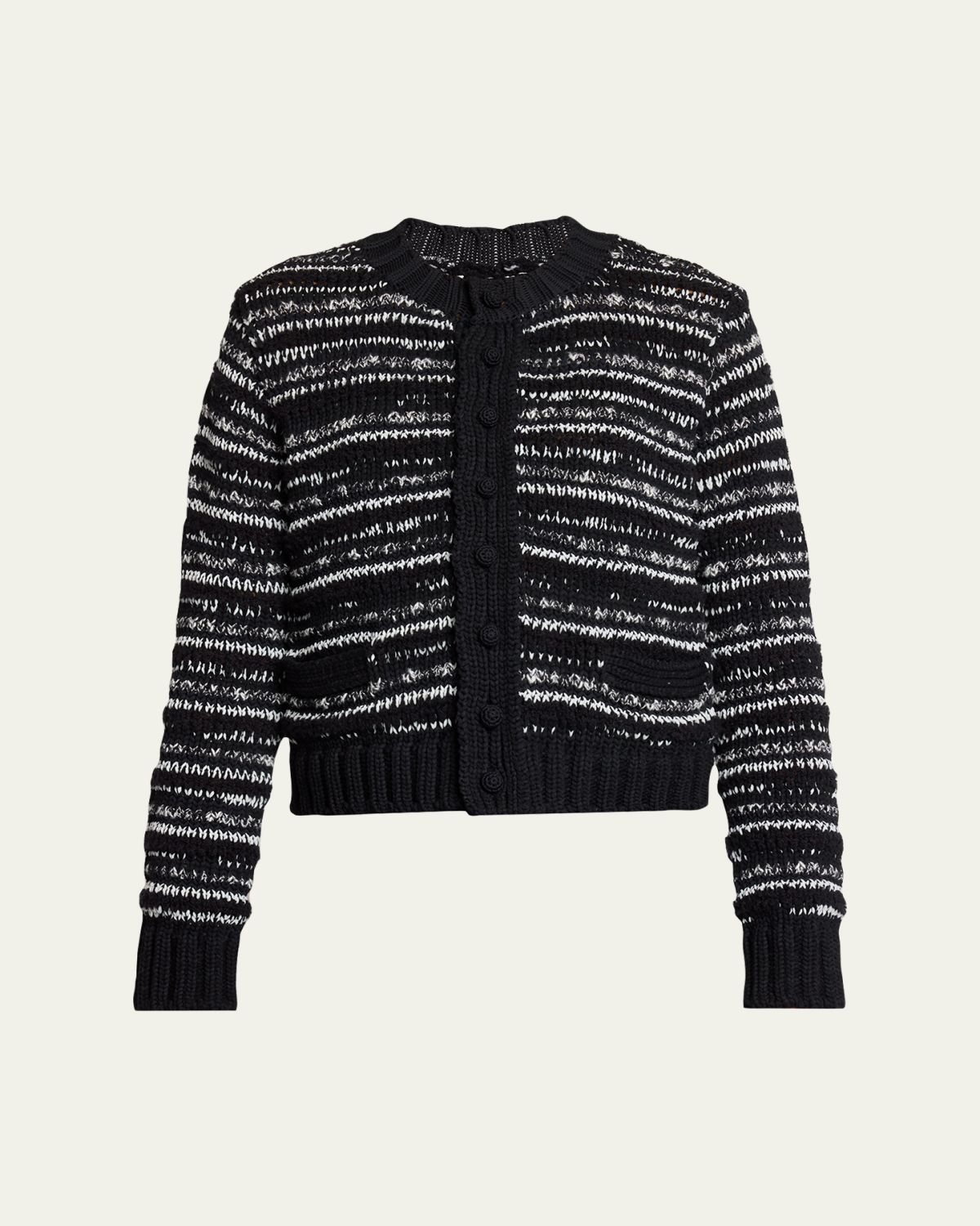 SACAI Melange Knit Crewneck Cardigan