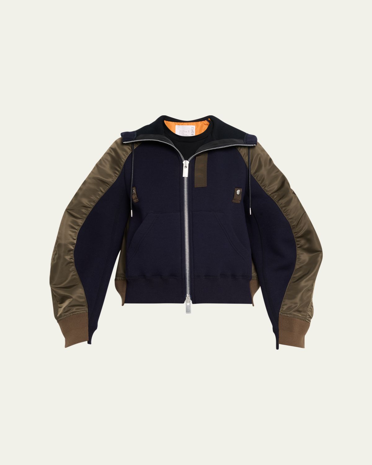 SACAI Mixed-Media Zip Hooded Jacket