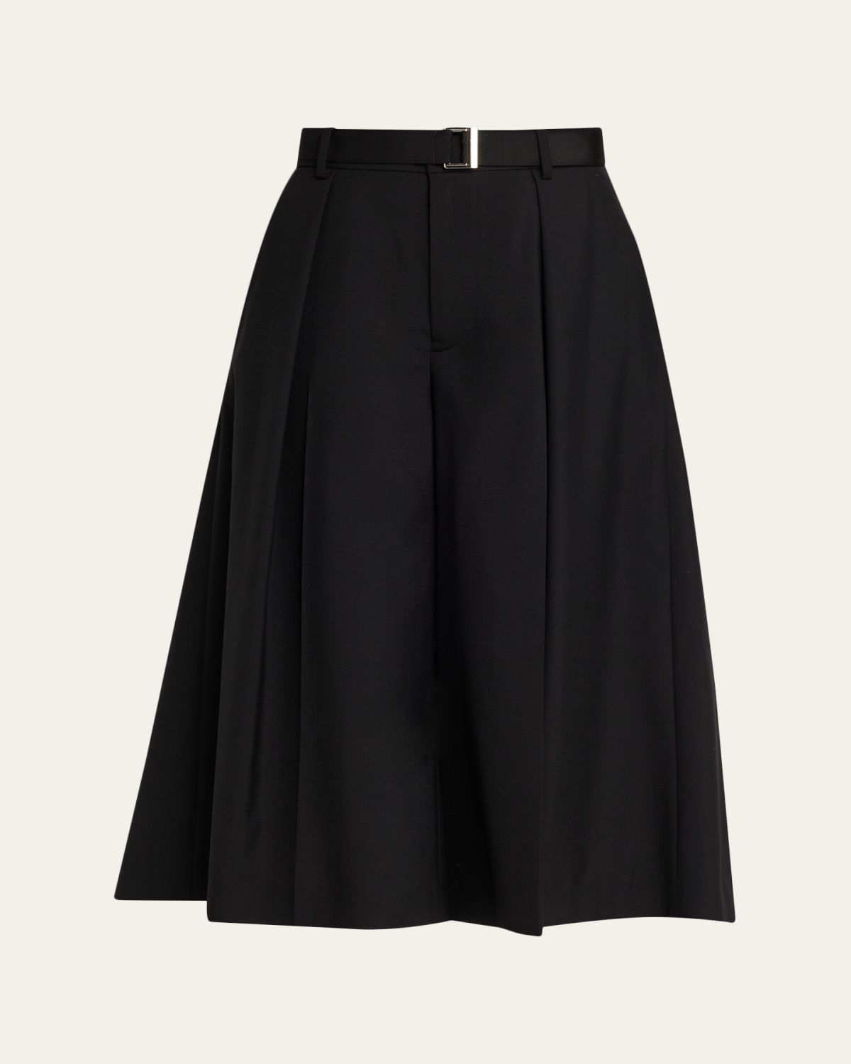SACAI Pleated Wide-Leg Culotte Suiting Pants