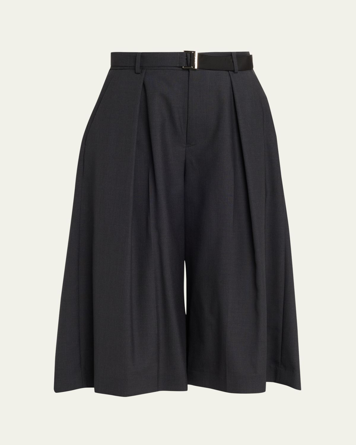 SACAI Pleated Wide-Leg Culotte Suiting Pants