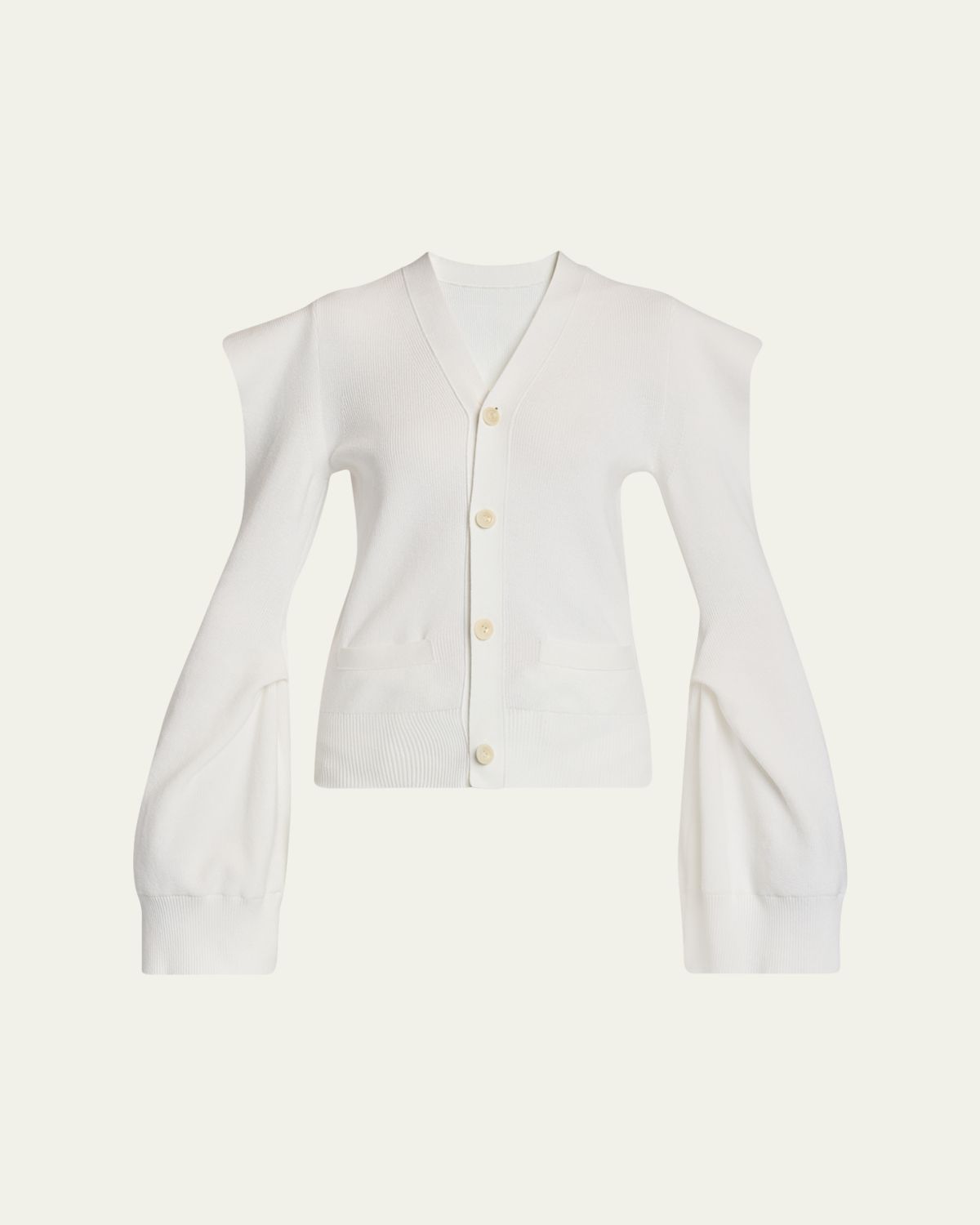 SACAI Cold-Shoulder V-Neck Cardigan