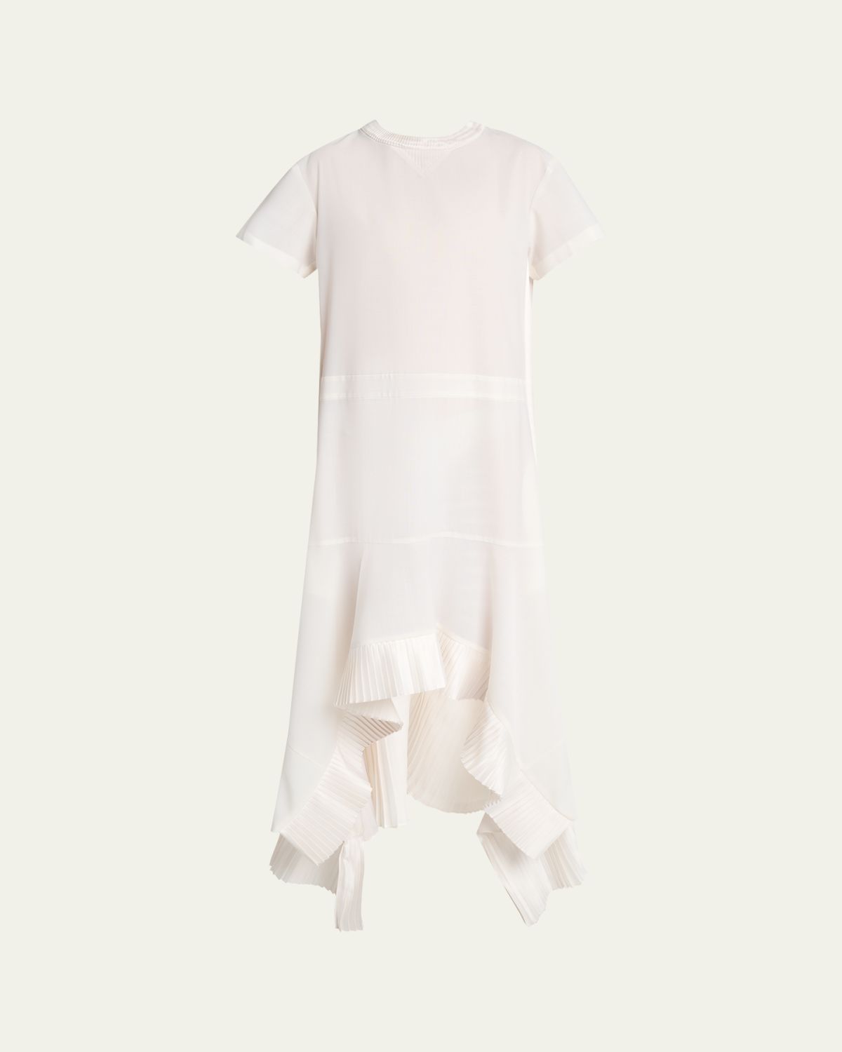 SACAI Short-Sleeve Pleated Handkerchief Midi Dress