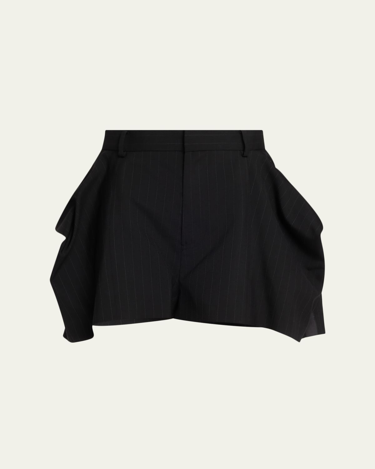 SACAI Chalk Stripe Draped Suiting Shorts